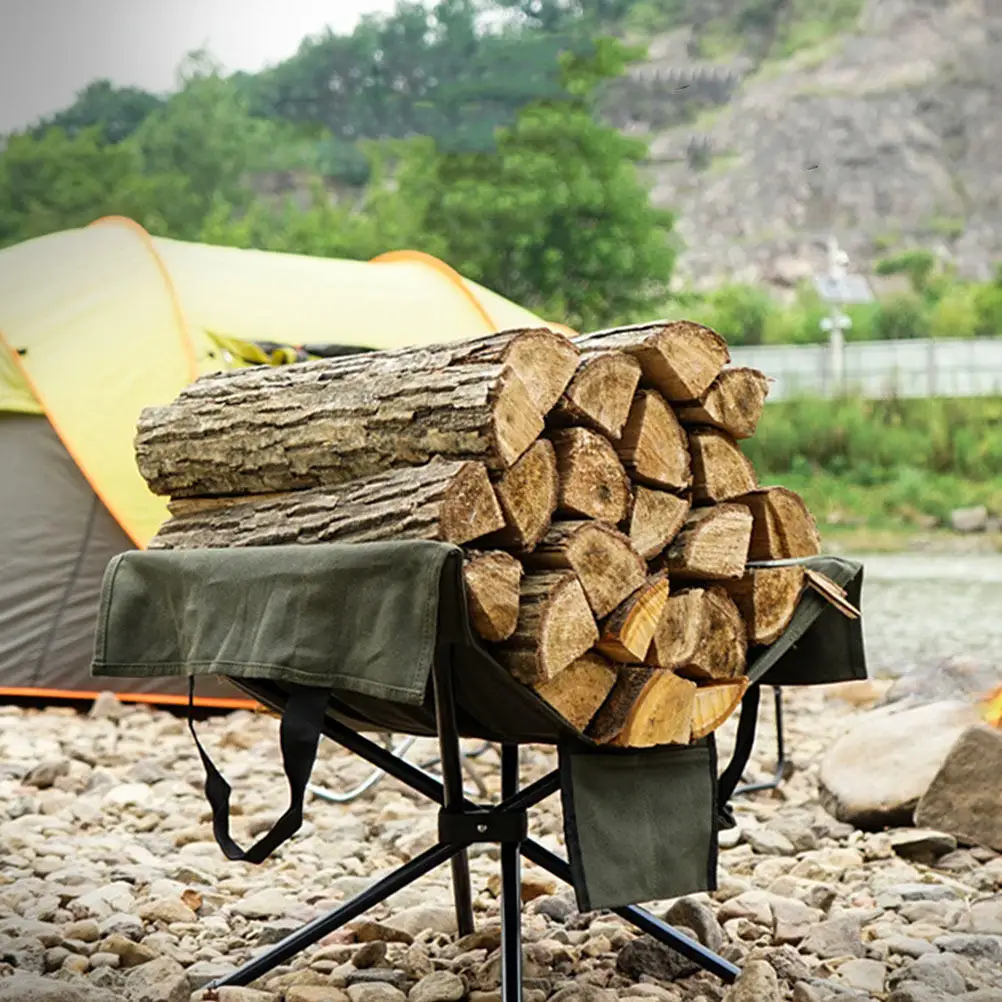 

1Set Premium Firewood Storage Bag Canvas Material with Lightweight Stable Aluminum Rack Firewood Log Carrier for Indoor Outdoor
