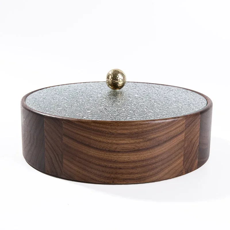 

Solid wood dried fruit box with lid square round fruit plate snack candy dried fruit plate multi-layer can be stacked