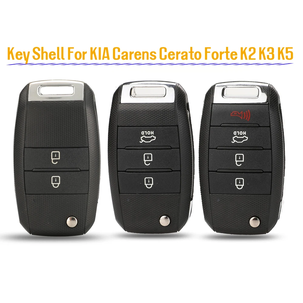 

jingyuqin New 10PS Remote Flid Folding Key Case Shell Cover For KIA Carens Cerato Forte K2 K3 K5 Car Fob 2/3/4 Button