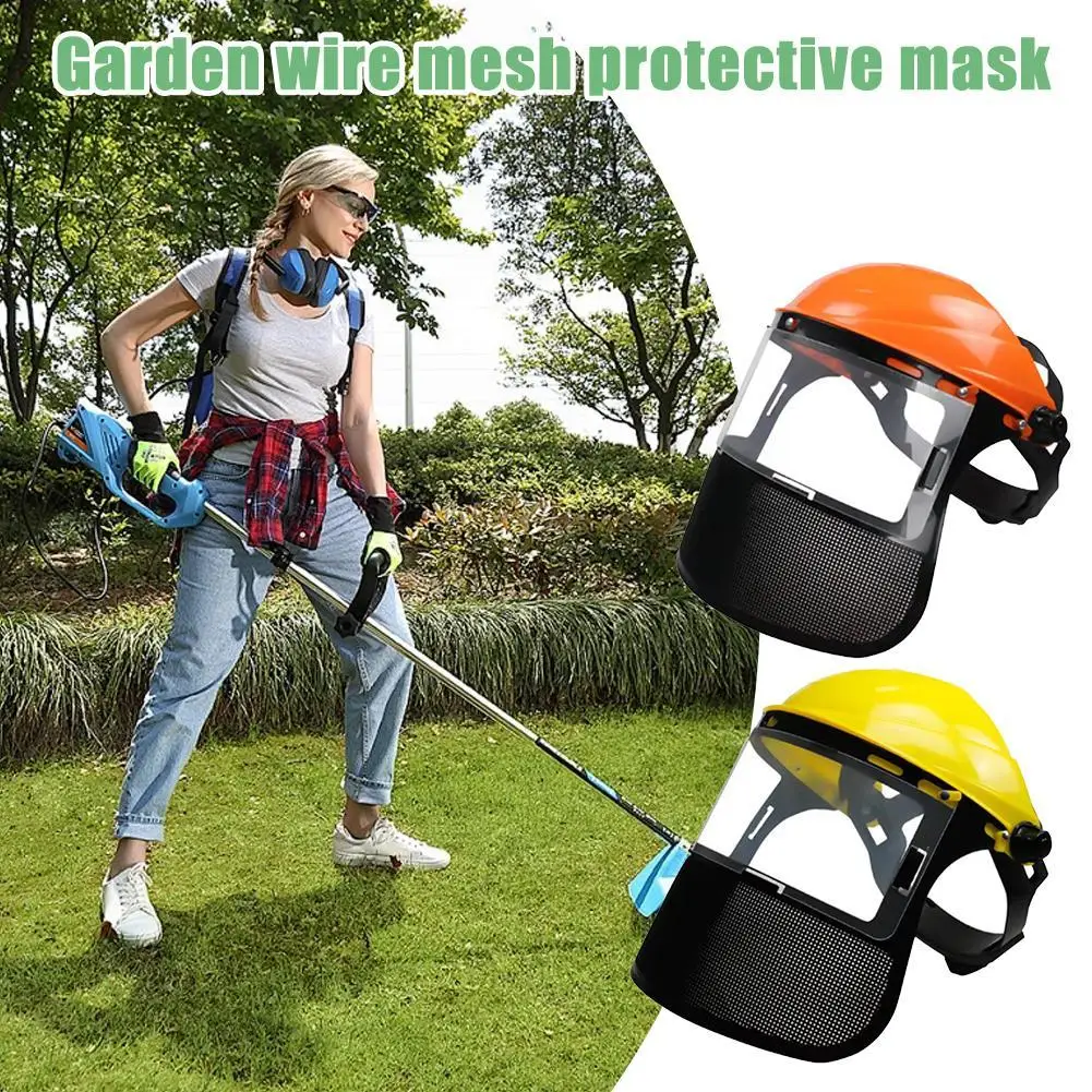 Garden Grass Trimmer Safety Helmet Hat With Full Face Mesh Protective Mask For  Logging Brush Cutter Forestry Protection