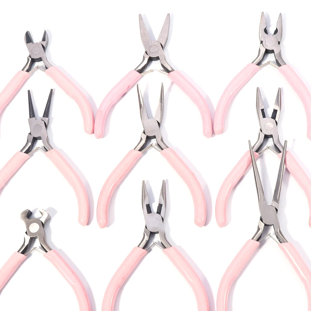 1 pcs/1 set Mini Pliers Diagonal Round Bent Needle Nose Handcraft Beading Insulated Cutter Pliers For Jewelry Making Tools