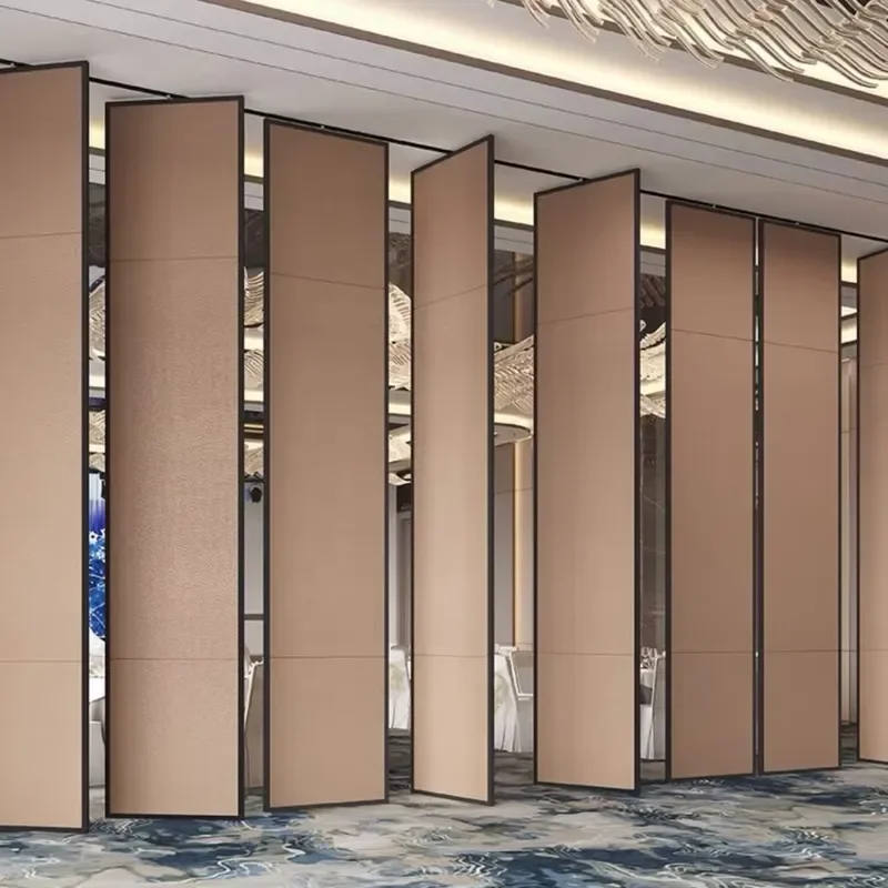 Customized Commercial Hotel Private Room Movable Partition Aluminum Hanging Track Sliding Folding Soundproof Door Modern