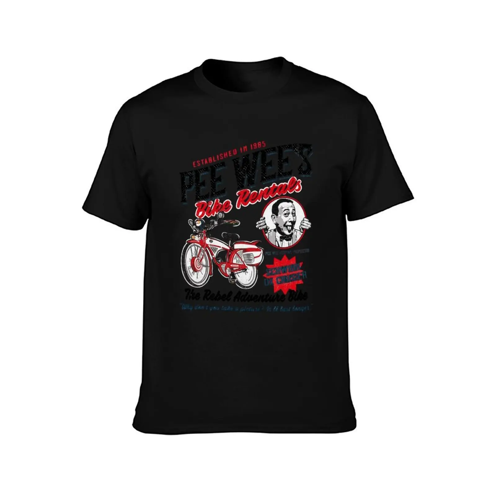 Pee Wee Herman Bike Rentals T-Shirt, Summer Casual Cotton Tee, Oversized Streetwear Tops, Vintage Graphic Print, 100% Cotton