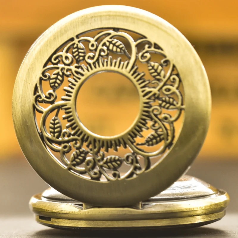 빈티지 청동 조가비 오픈워크 꽃 조각 목걸이, 쿼츠 포켓 시계, 패션 쥬얼리, 여성용 선물