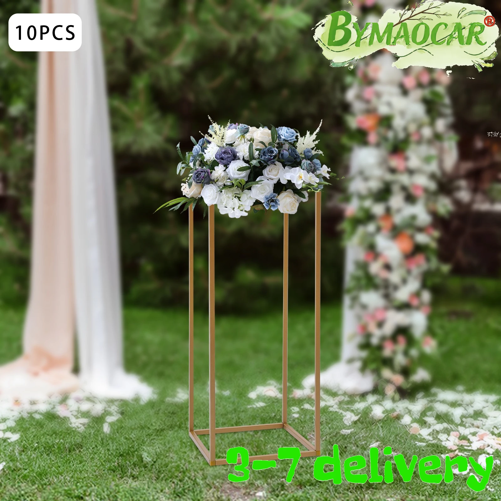 

Flower Stand, 10-Pack Square Wedding Rack Holder, 60cm Background Support System, Plastic Triangle Joints, 10mm Metal Tube, with Hammer, Sturdy DIY Photography Pipe Frame Set for Wedding Birthday Event Party Table Centerpiece Backdrop Balloon Decor