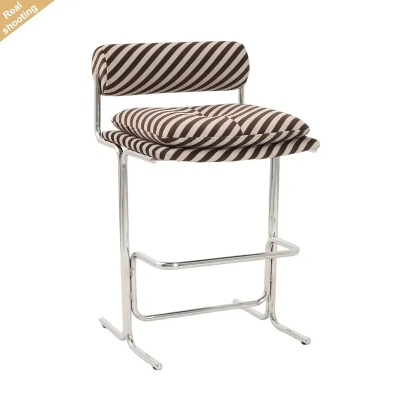 Bauhaus Style Cantilever Bar Stool Modern Minimalist Stainless Steel Frame Chair for Kitchen Home Hotel Bar Counter Seating