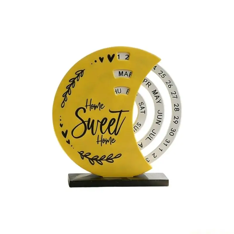 QX2E Moon/Ferris Wheel Design Functional Rotating Desktop Calendar In Sleek ABS For Home Or Workspaces