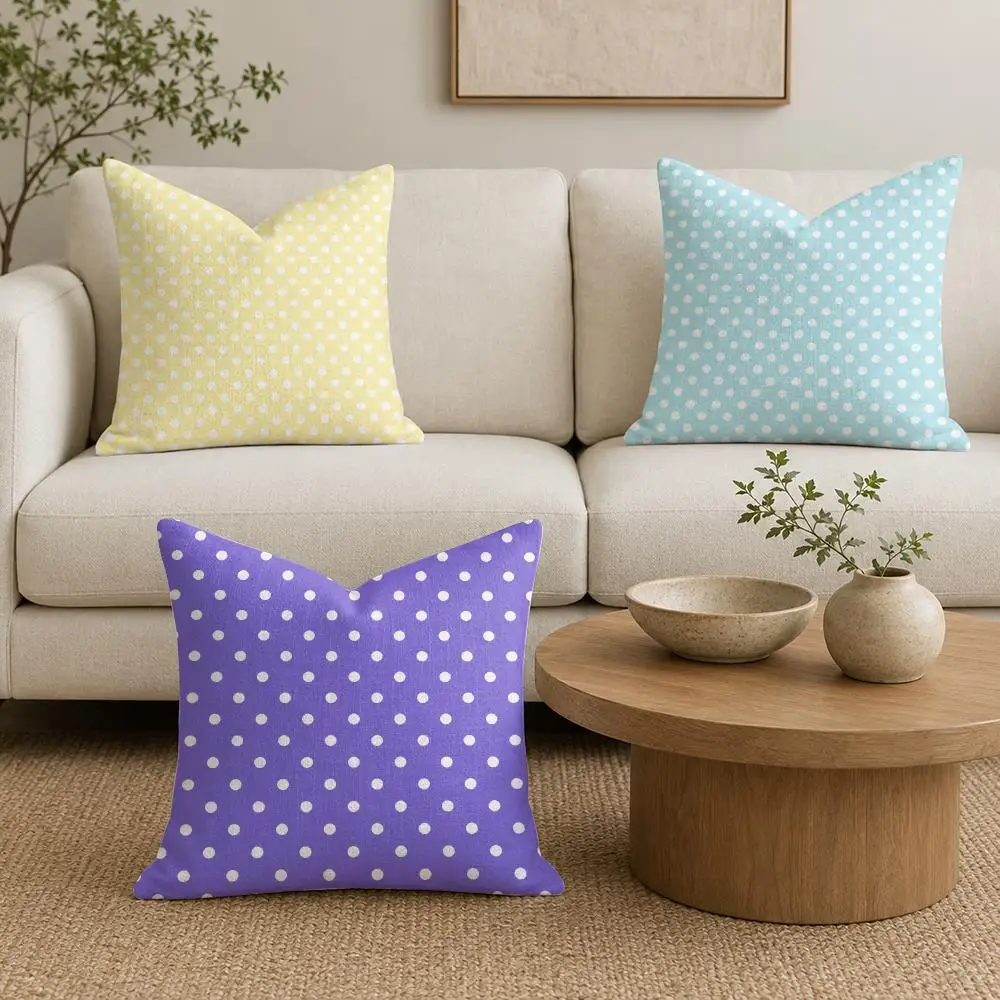Multicolor Polka Dot Seamless Print Cushion Cover Plush Fabric Soft Double-Sided Printed Sofa Warm Winter Home Gift Pillow Cover