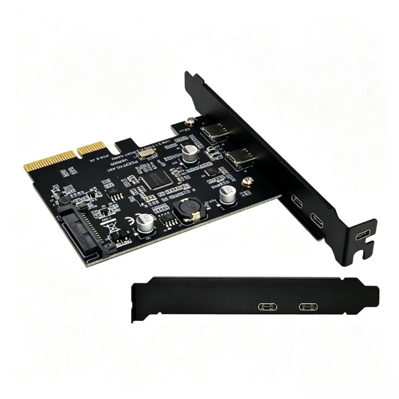 PCI-E PCI Express 4X To USB 3.1 Gen 2 (10 Gbps) 2-Port Type C Expansion Card ASM3142 Chip 15-Pin Connector For Windows/Linux