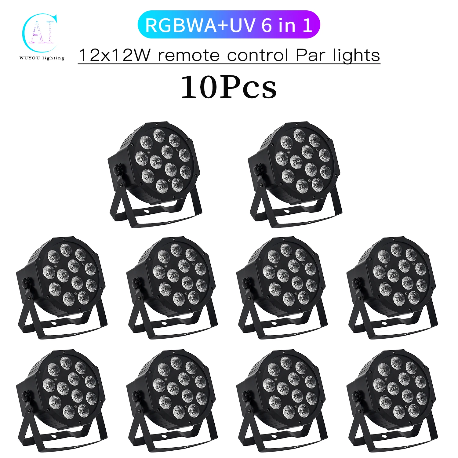 

10 шт./партия, пульт управления 12x1 2 Вт/12x18 Вт RGBWA + UV 6 в 1