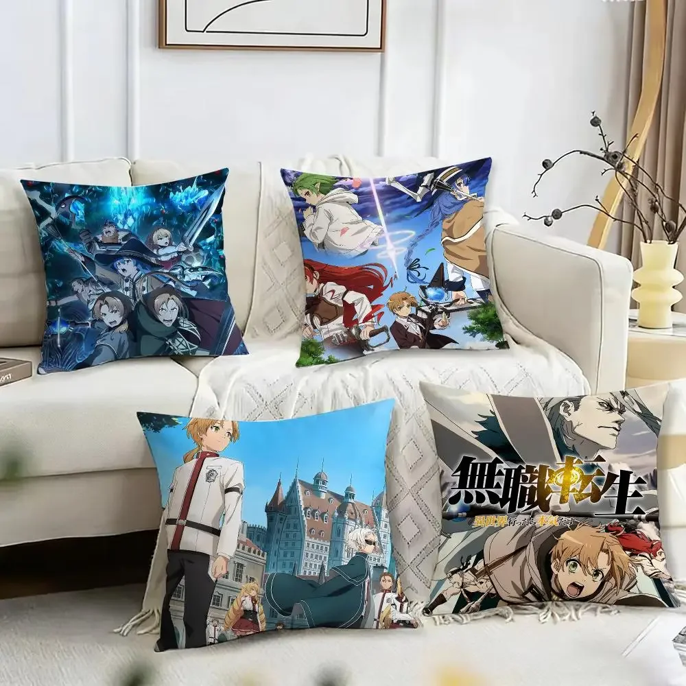 M-Mushoku Tensei Jobless Reincarnation Cushion Cover Pillow Case Short Plush Square Throw Pillow Covers Pillowcase Sofa Home