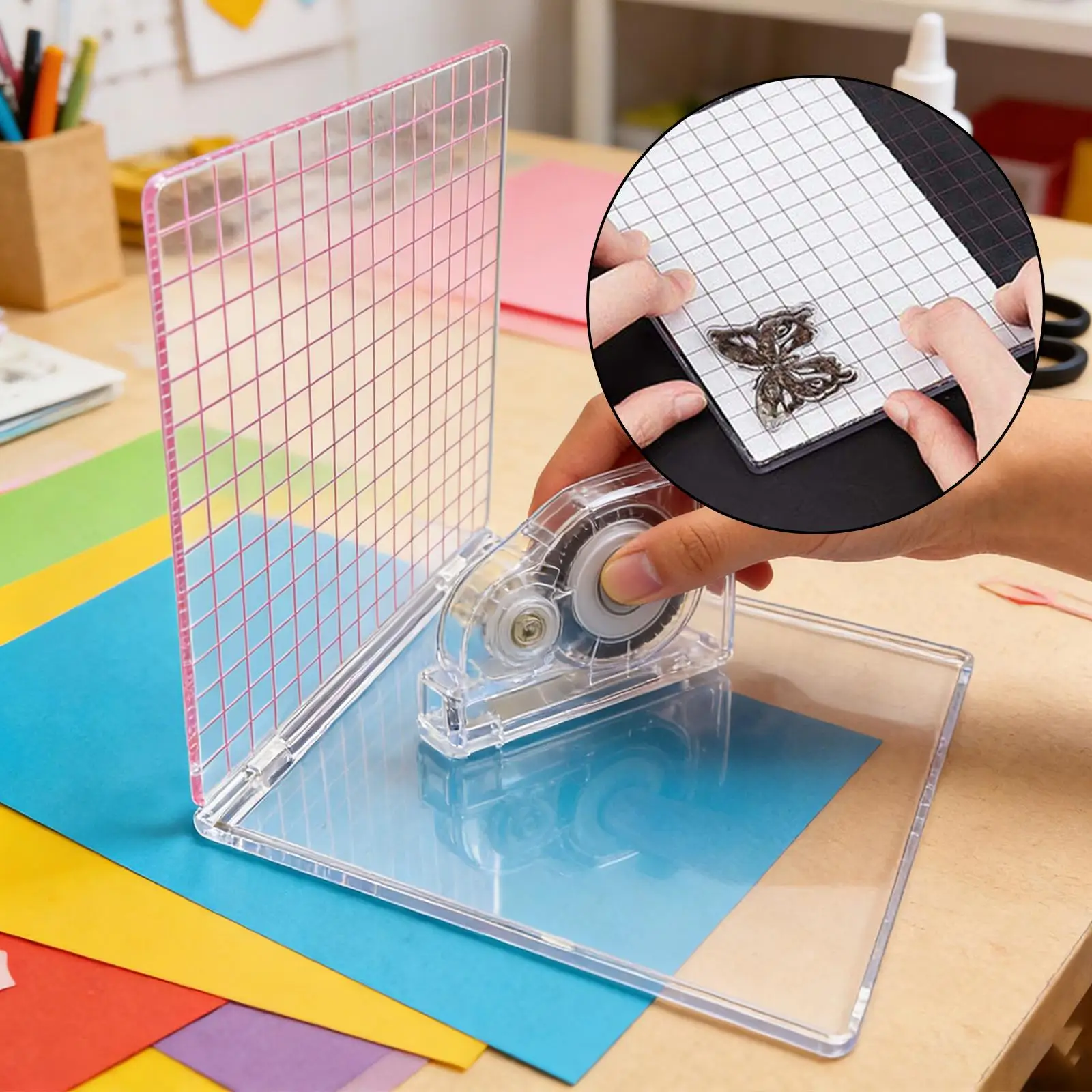 Acrylic Stamp Block Positioner Sturdy Transparent Tool for Journaling Stamps Inking DIY Paper Crafts