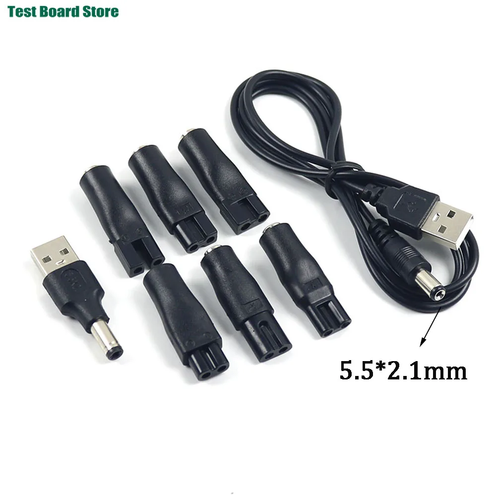 8 PCS Power Cord 5V Replacement Charger USB Adapter DC 5.5 * 2.1mm Suitable for All Kinds of Electric Hair Clippers
