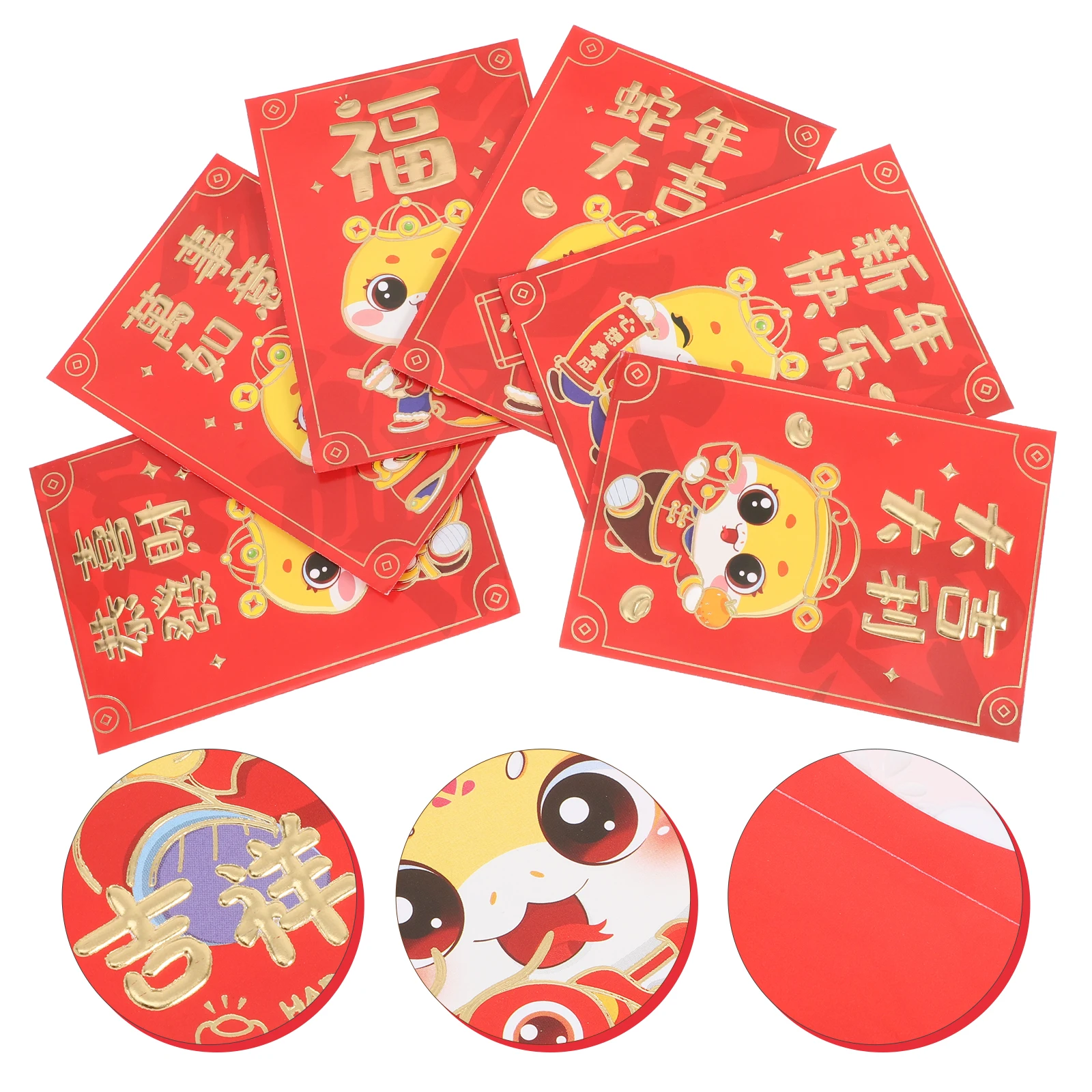 

10pcs Chinese New Year Red Envelopes 2025 Cash Envelope Lucky Money Pocket Year Of The Snake Festive Design Paper For