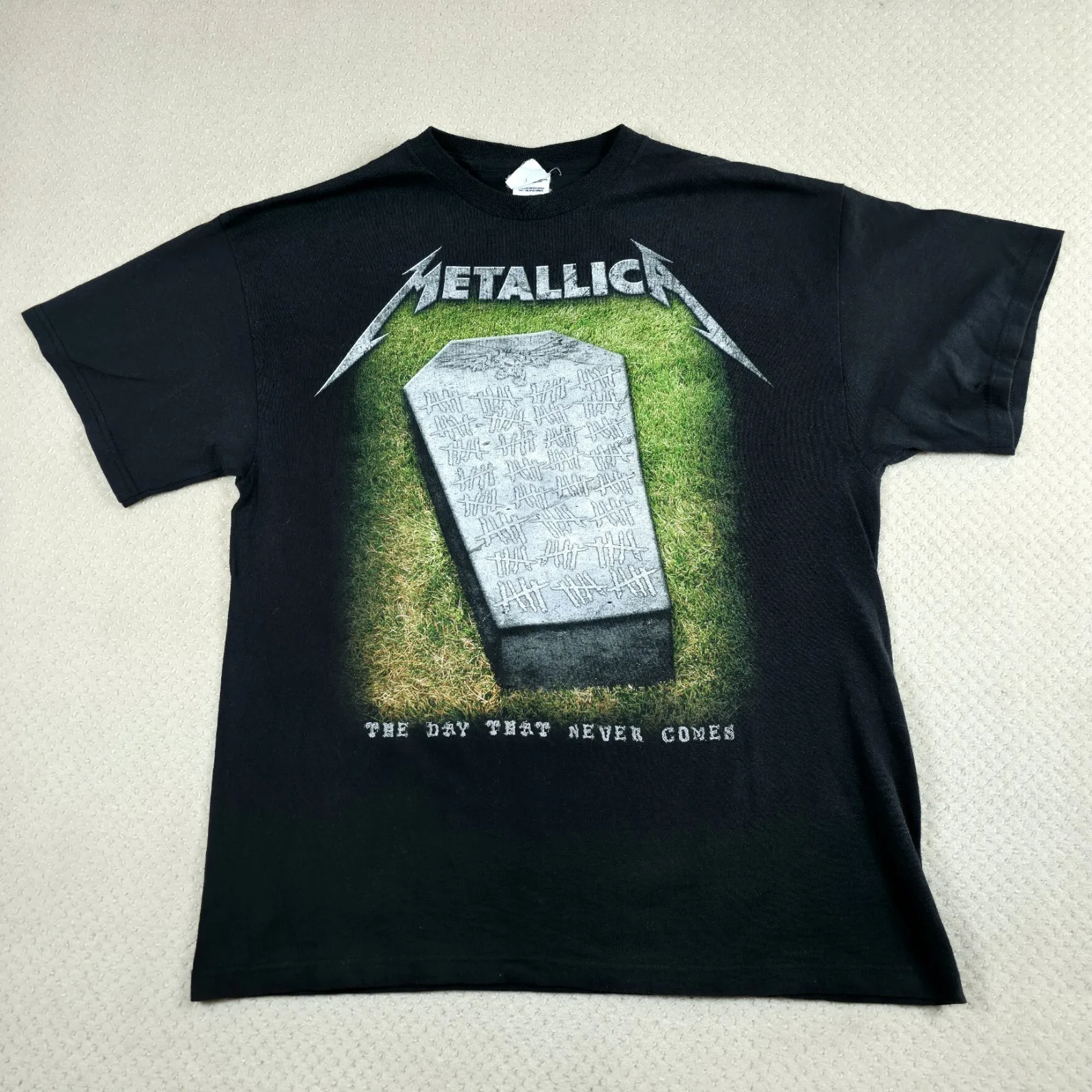 

Винтажная рубашка Y2K Metallica the Day That Never Comes, черная футболка с рок-группой, концертным туром, футболка с графическим рисунком, унисекс