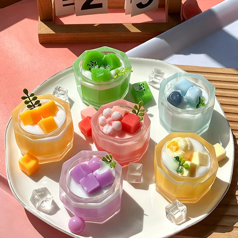Fruit Smoothie Squishy Realistic Juice Cup Toy Stress Relief Sensory Toy for Kids Adults Party Favor Birthday Gift Desk Decor