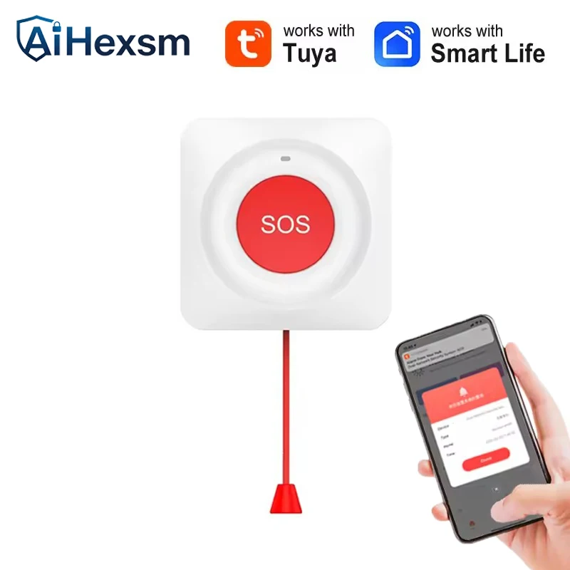 Tuya Smart Wireless SOS Emergency Call Button WiFi Button no need hub for Elderly Children Patients Safety Alert and Assistance