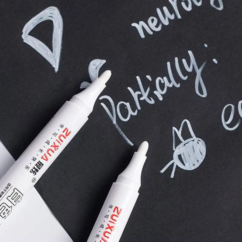 3pcs Waterproof White Permanent Paint Pen Smooth Writing Quick Drying White Marker Pens Extra Large Ink Volume