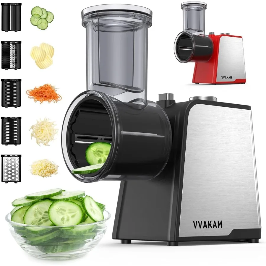 

Электрическая терка для сыра с двигателем постоянного тока мощностью 300 Вт для изготовления салата Многофункциональный электрический измельчитель с 5 взаимосвязанными частями