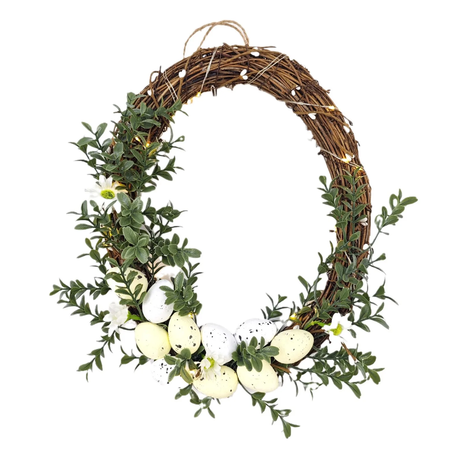 New Easter Wreath Artificial Egg Wreath Spring Artificial Flower Door Hanging Decor