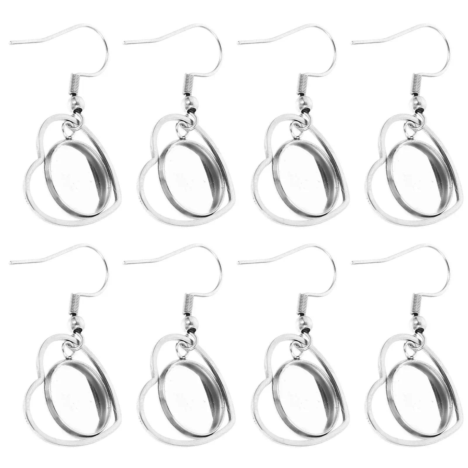 

20 Pcs Stainless Steel Ear Hooks Bezels Lightweight Durable DIY Earring Parts Pendant Blanks Geometric Accessories Base Trays