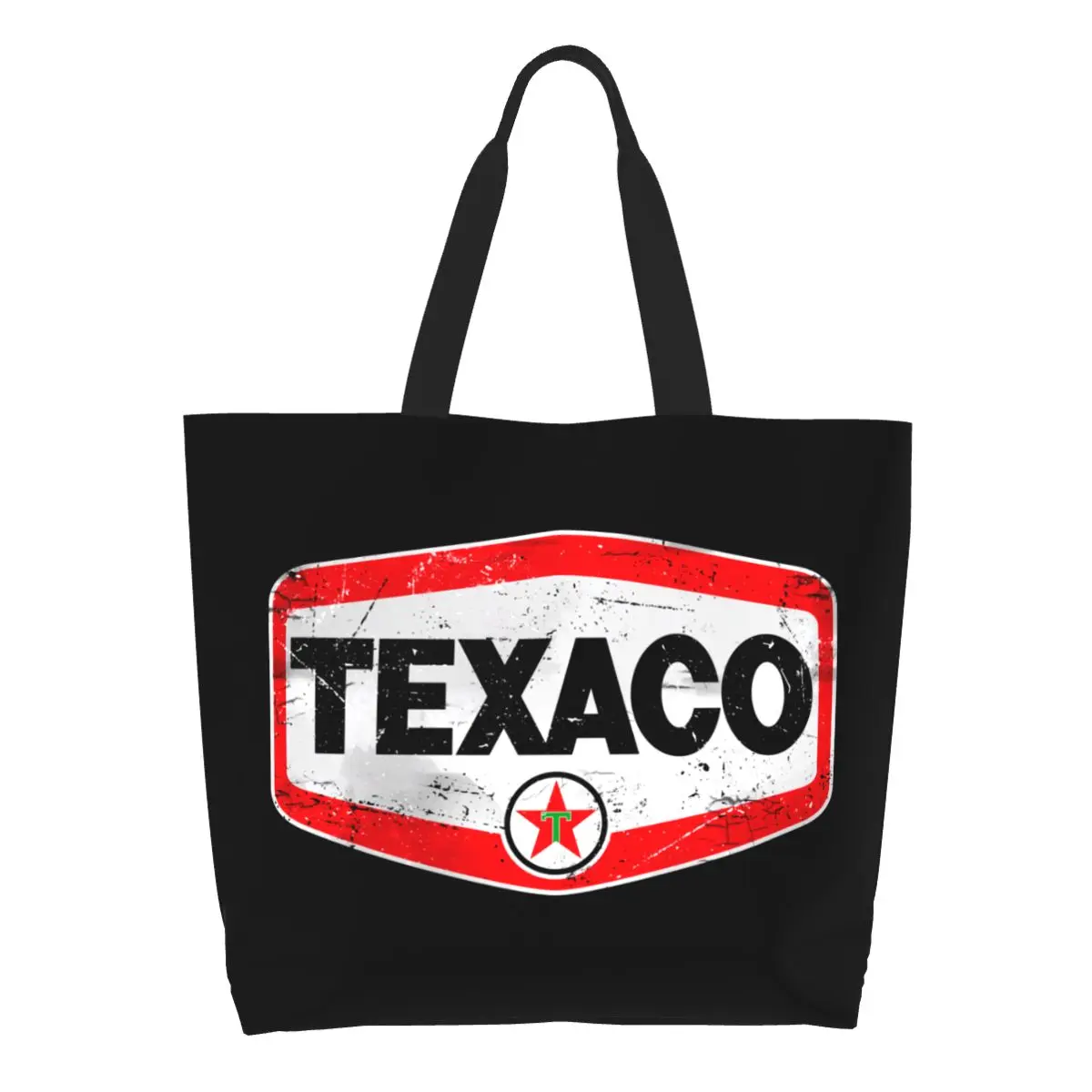 Vintage Texaco Logo Groceries Shopping Bag Fashion Printing Canvas Shopper Tote Shoulder Bag Big Capacity Washable Handbag