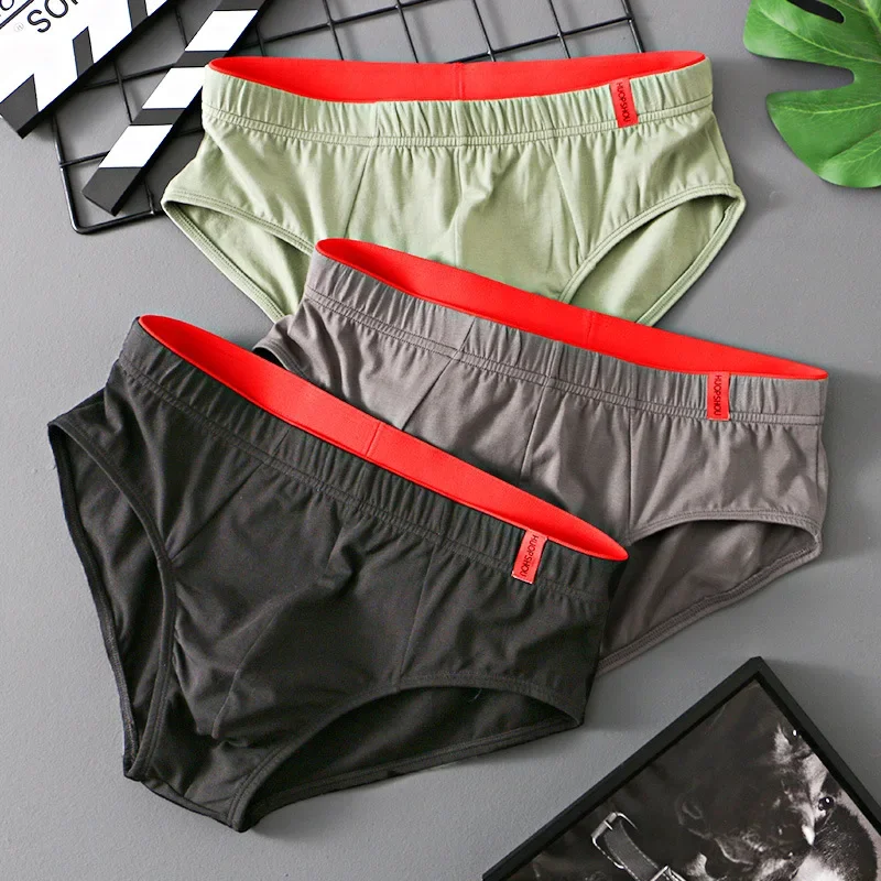 Simple Solid Color Cotton Triangle Low Waist Underwear Trendy And Breathable Men's Triangle Underwear Comfort and Style