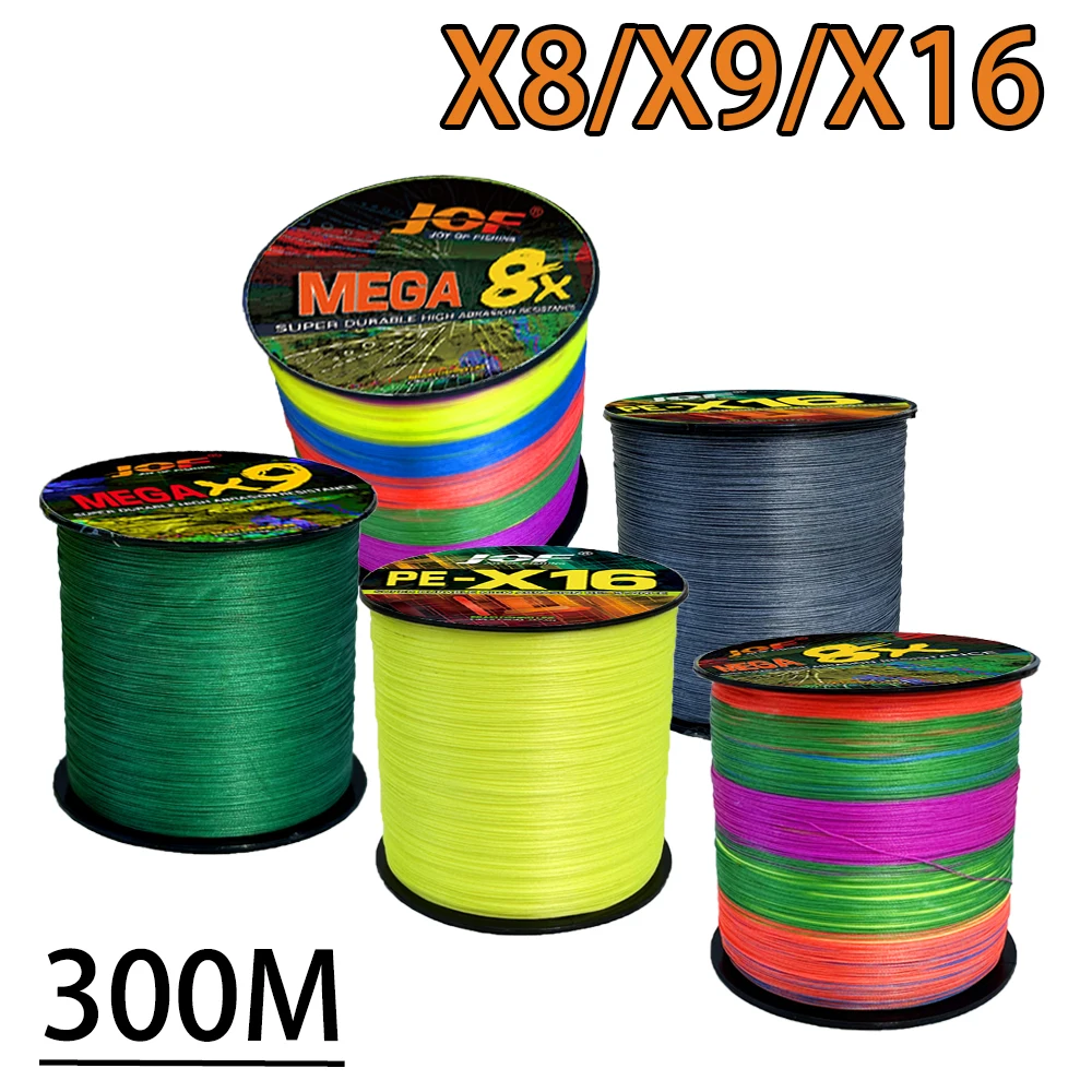 JOF 8/9/16 Strands Braided Fishing Line Super Strong Cast Sea Saltwater Cord for Carp Pesca Accessories 18-200LB 300M