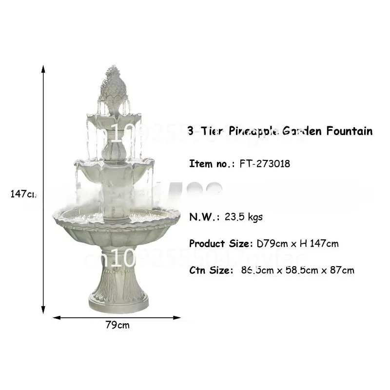 3-Tier Pineapple Large Fountain Water Wholesale Resin Garden Ornaments