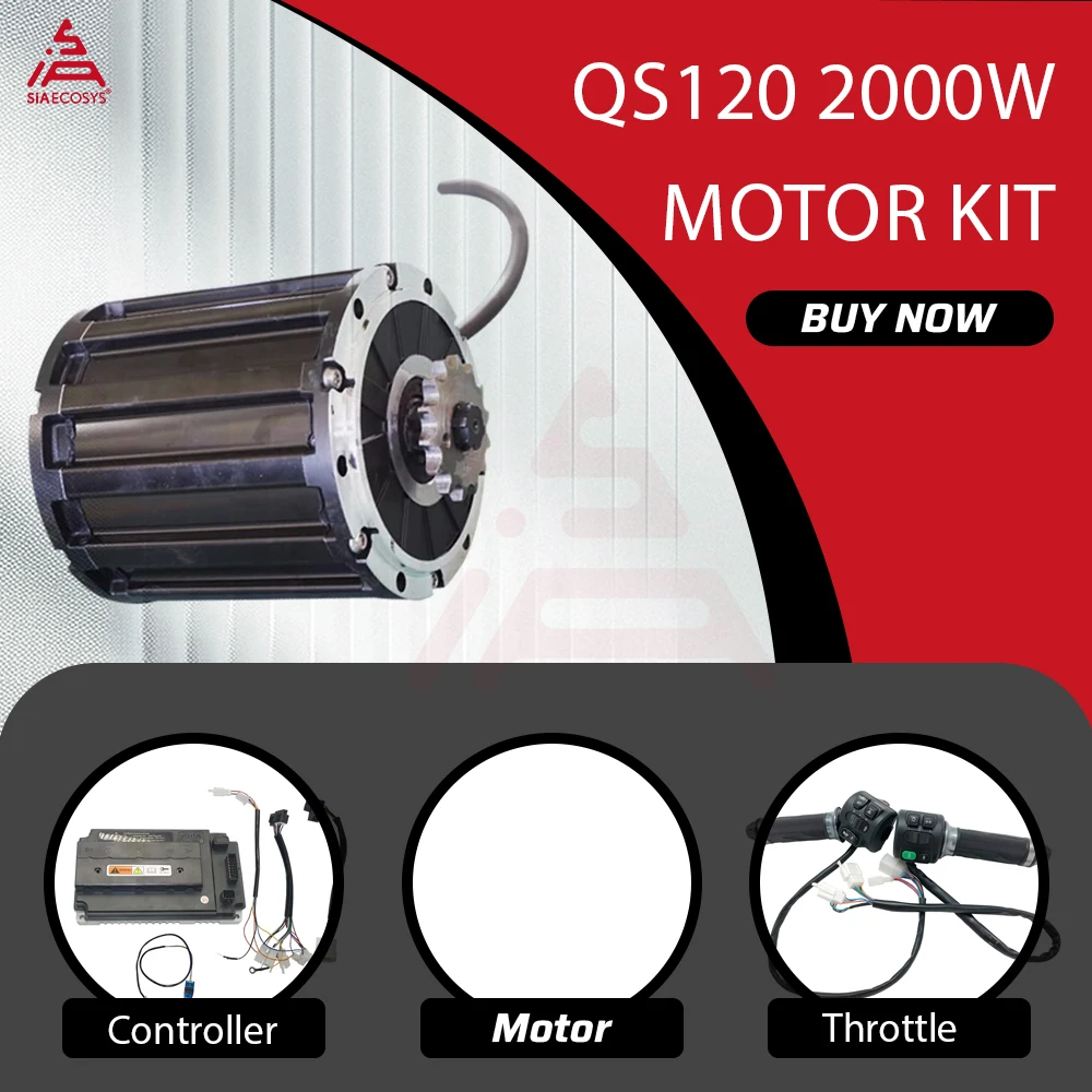 QSMOTOR QS120 2000W 72V Mid Drive Motor Kit 70KPH with VOTOL EM100SP V5.0 Controller for Electric Motorcycle