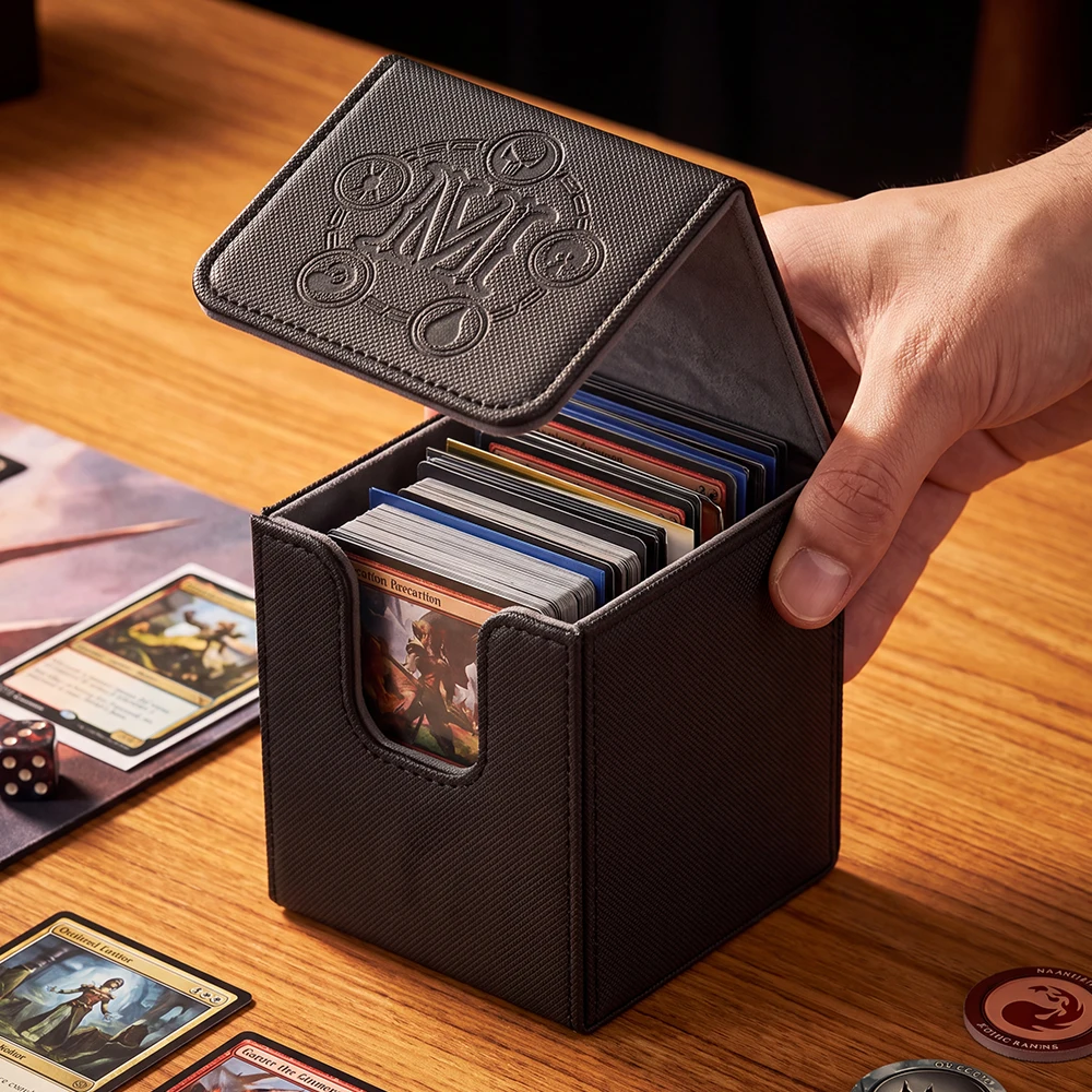 New Magnetic Flip PU Leather Deck Box Large Capacity Embossed Trading Game Card Storage Holder Card Box Child Gifts