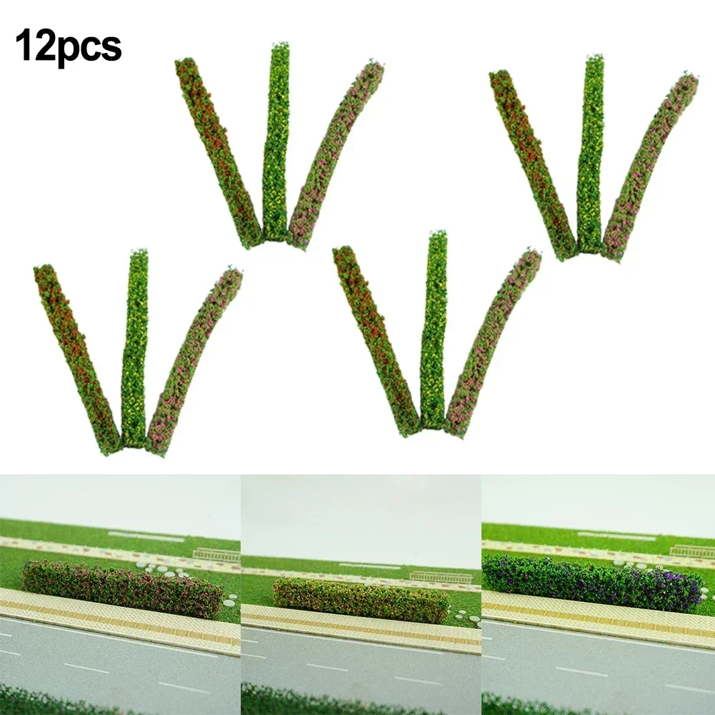 12PCS Shrub Strips Green Sand Table Miniature Model Simulation DIY Materials Grass Fence For Outdoor Indoor Building Diorama