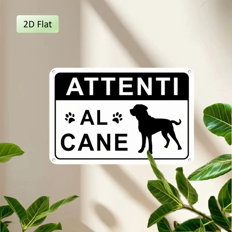 Italian Beware Of The Dog Warning Metal Tin Sign Home Yard Safety Wall Decor 1PC
