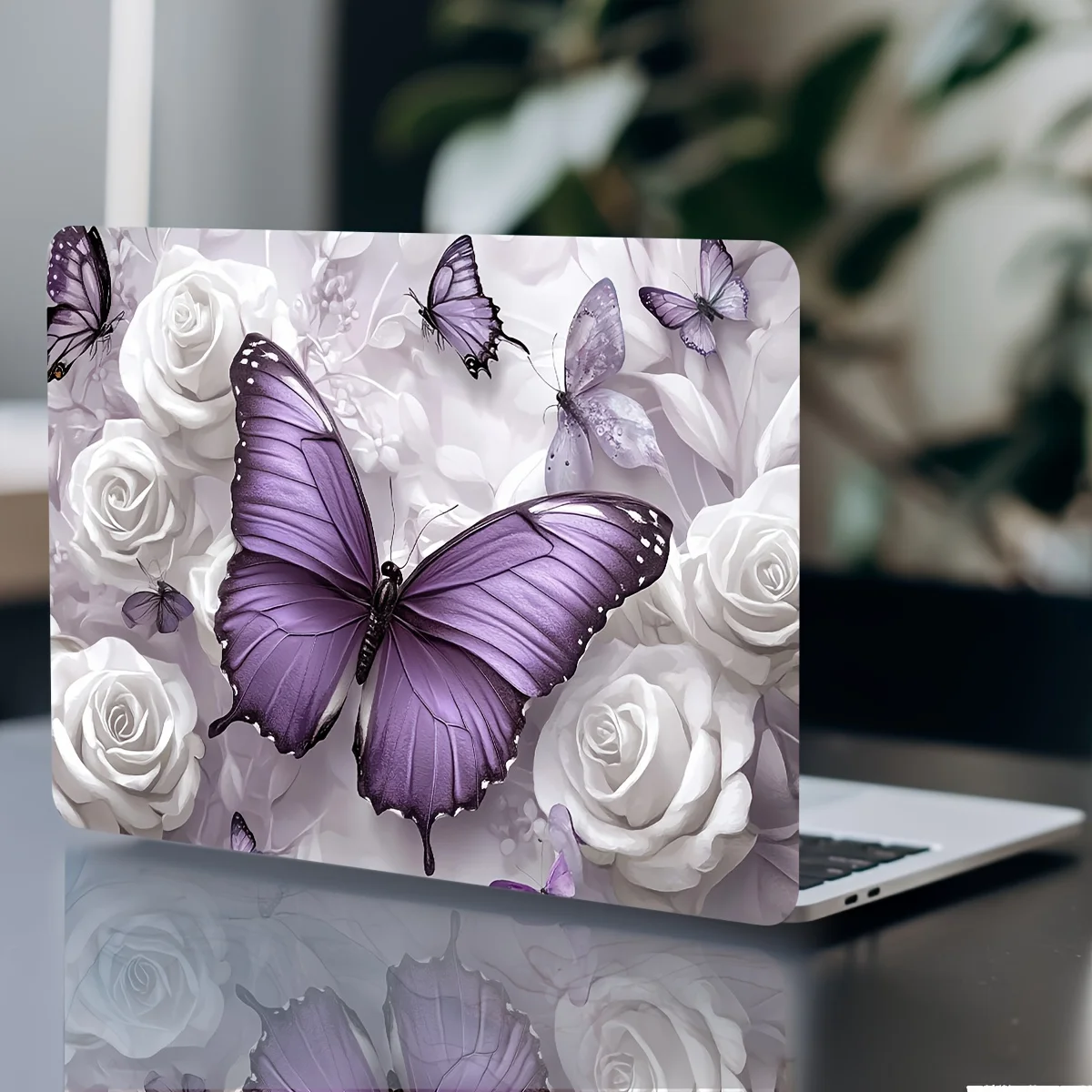 2Pcs Flower Butterfly Laptop Skin Sticker Waterproof Scratch Resistant PVC Stickers for Laptops Laptops Cars Decal Sticker