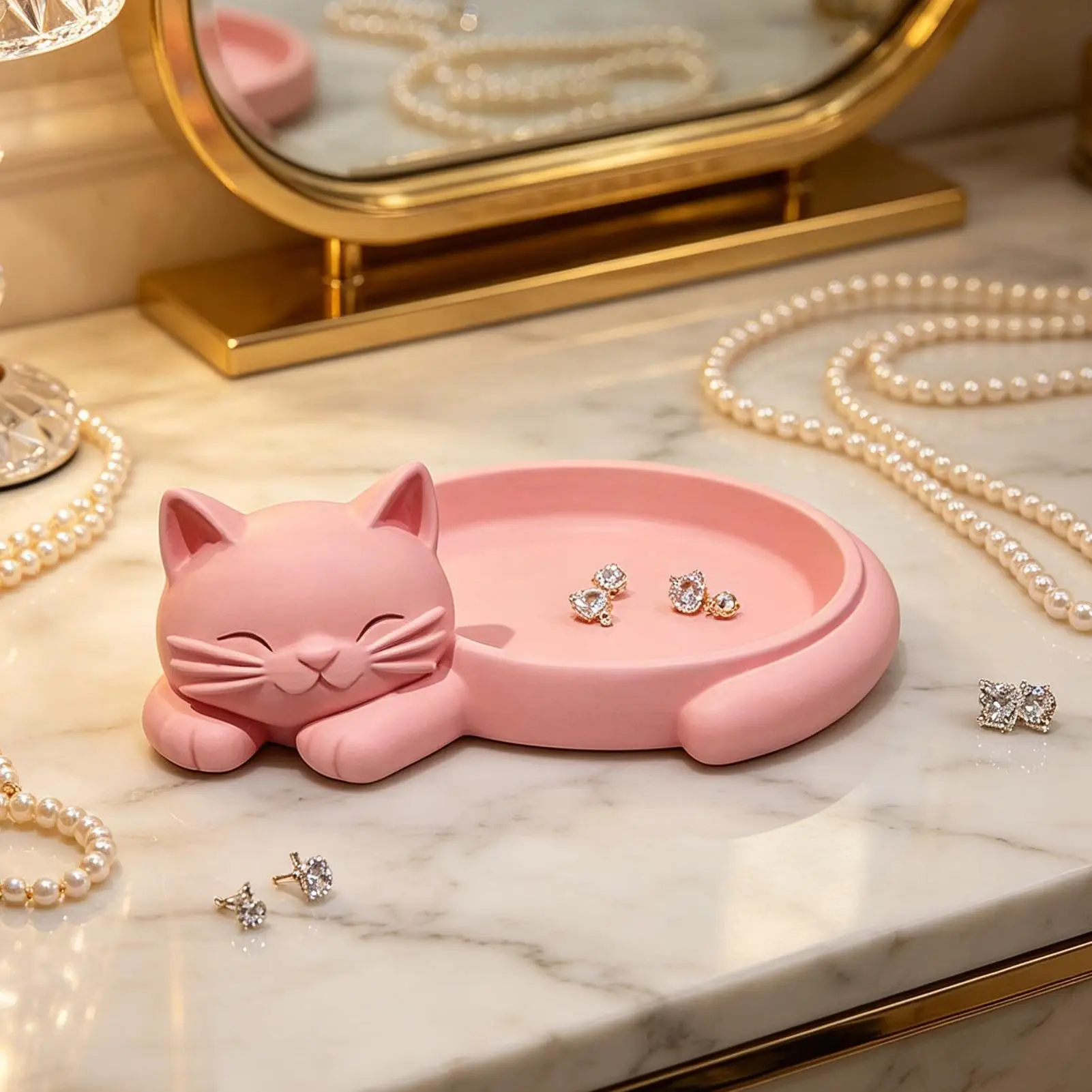 Jewellery Tray Decorative Cat Shape Jewelry Storage Trinket Organizer Dish Trinket Tray Cat Shape Necklaces Storage Tray ﻿