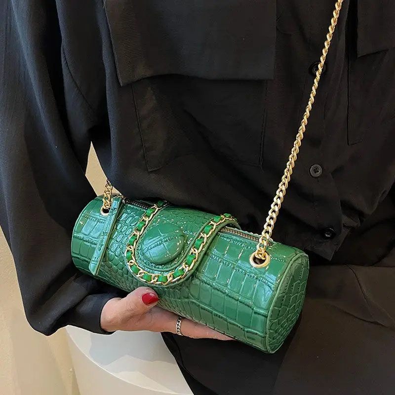 

High-grade Retro Chain Shoulder Bags Ladies Niche Design Boston Cylinder Bag Fashion Female Crossbody Bag 2025 New Women Package