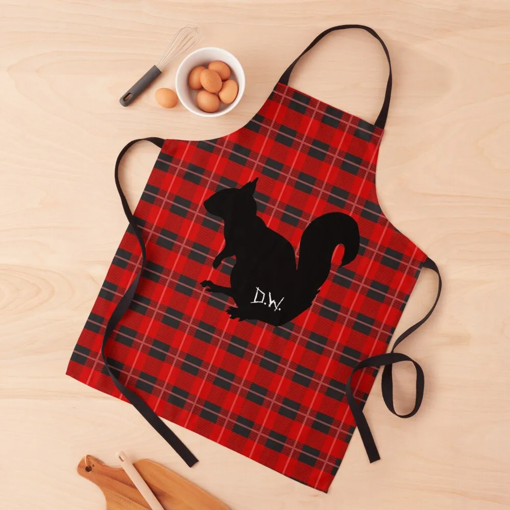 

deano the squirrel - plaid/black Apron Christmas gift Kitchen Accessories 2022 Waterproof Apron