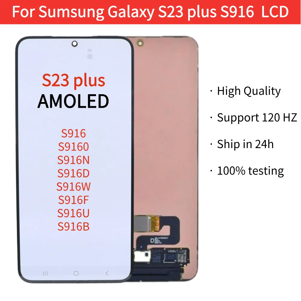 ORI 120Hz AMOLED For Samsung Galaxy S23 Plus S916 S916D S916B/DS Lcd Display Touch Screen Assembly