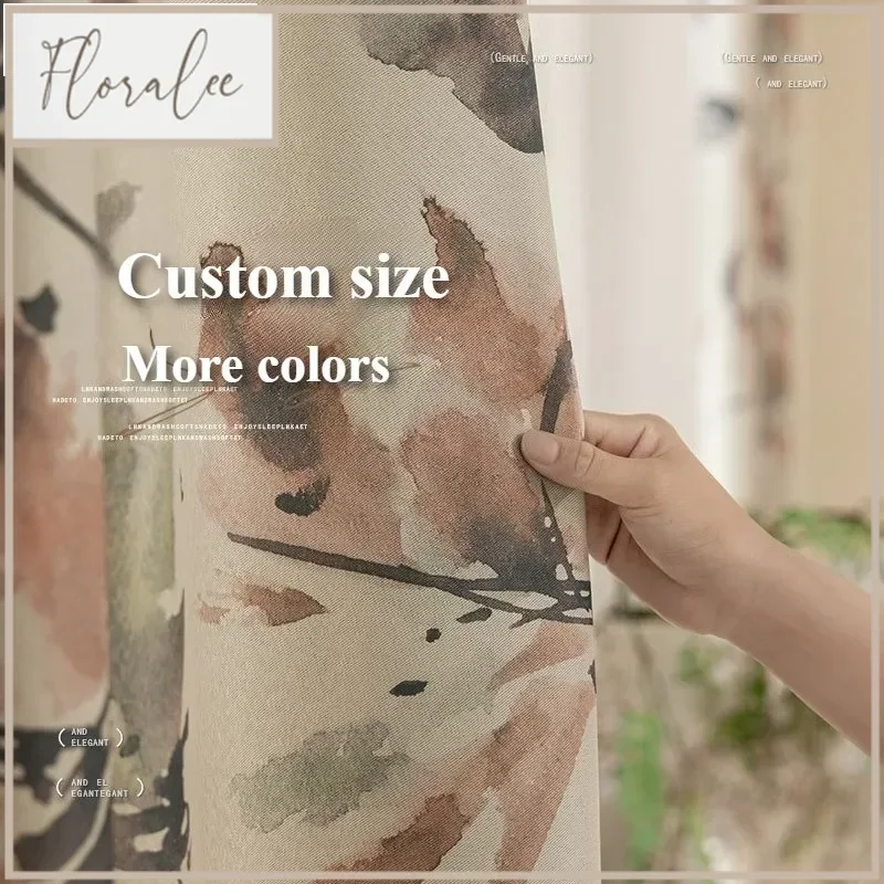 

Chinese Ink Painting Printing Retro Blackout Curtains For Living Room Bedroom Dining Custom Size Luxury Grace Decor White Tulle