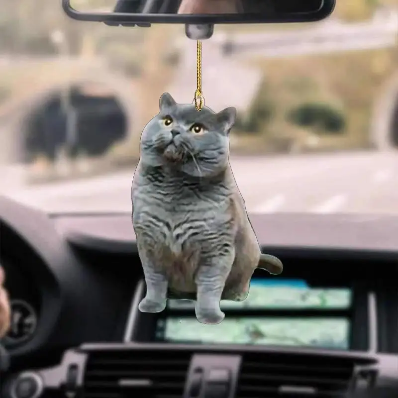 Acrylic car decorations interior animal kitten puppy rearview mirror pendant