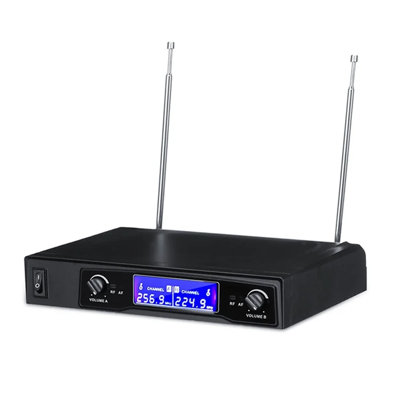Microphone 2 Channel Cordless Dual Handheld Microphone Digital LCD Display Microphone System Kit for US Plug