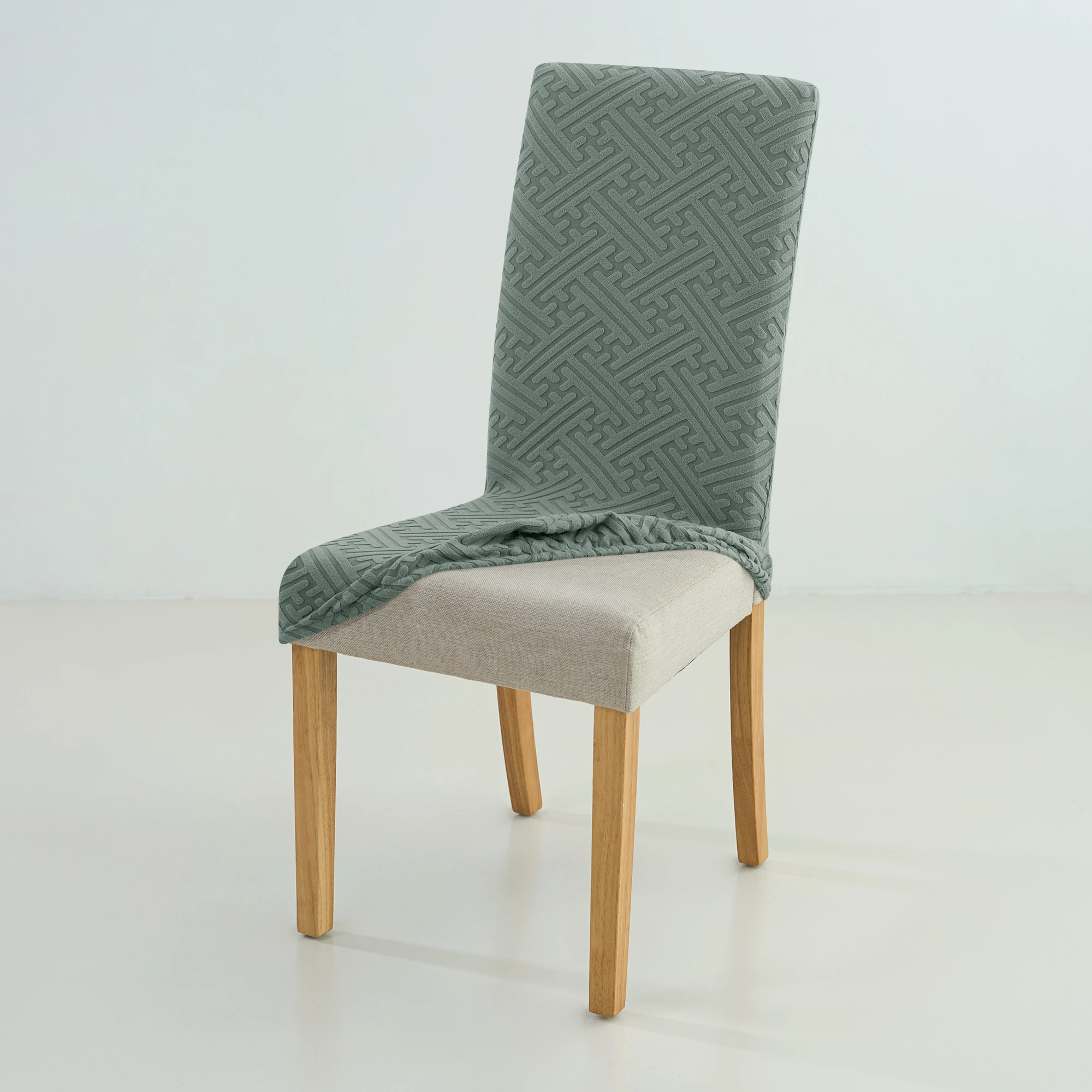 Elastic Jacquard Chair Cover For Dining Room Thick Dustproof Chair Cover Slipcover For Dining Kitchen Hotel Wedding Banquet