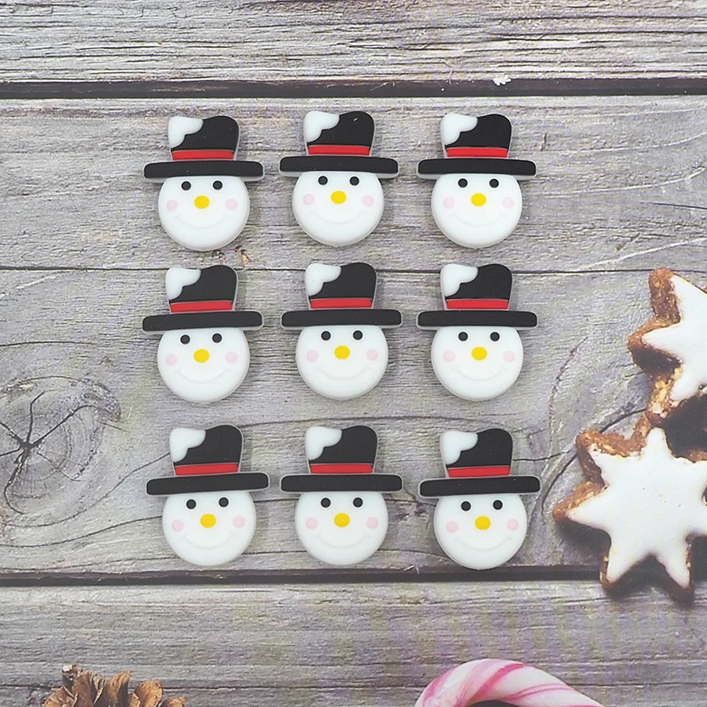 

Chenkai 50PCS Snowman Silicone Focal Beads For Beadable Pen Silicone Charms for Keychain Making Christmas Silicone Characters