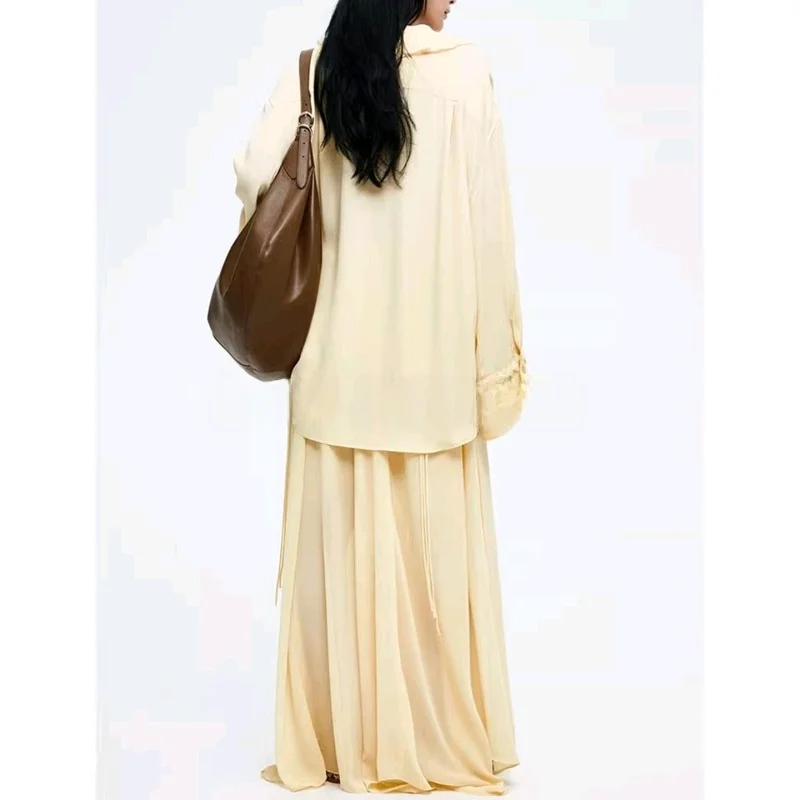 Csa Vestido Fena de Manga Longa Solta com Decote em V Estilo Boêmio Nova Coleção de Verão em Fibra de Poliéster Estilo...