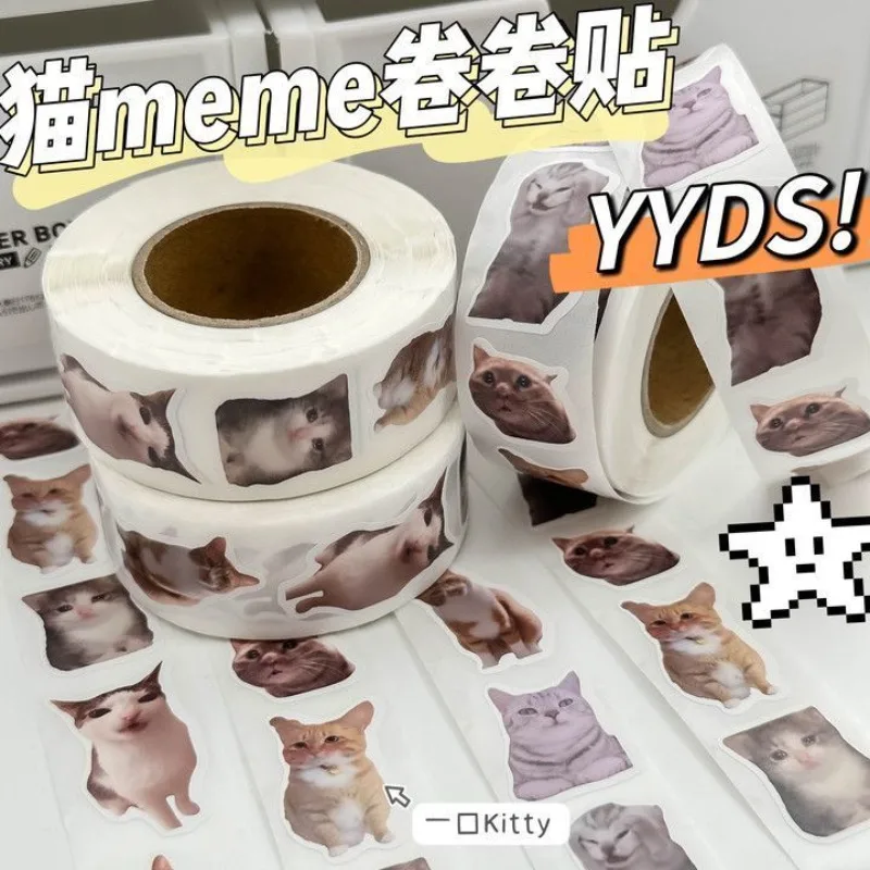 New kitten expression sealing tape sticker cartoon animation cute fun diy decoration handbook sticker creative gift wholesale