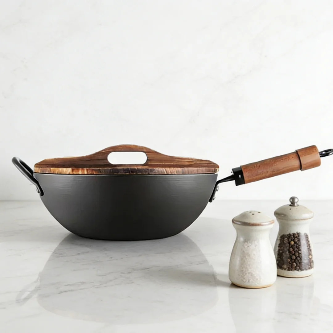 

Сковорода-перемешитель COOKER KING с антипригарным покрытием, крышкой и деревянной ручкой, посуда для всех плит, индукционной плиты, домашних ресторанов