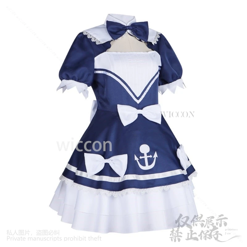 미나토 아쿠아 코스프레 가상 YouTuber Holo 라이브 카와이 애니메이션 유니폼 정장 메이드 복장 로리타 핑크 가발 Cos Girls Woman Customized