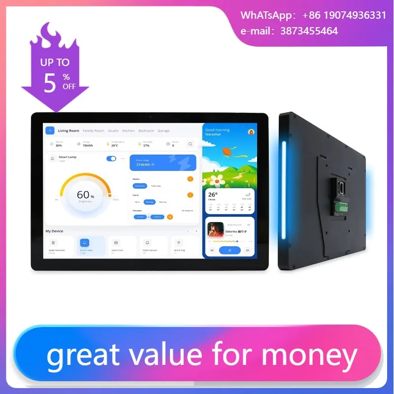

Android Tablet Wall Mount Smart Home Control Panel 10" RK3566 4+64GB POE RS485 IPS Hotel Tablet