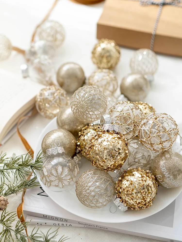 

6cm Golden Champagne Christmas Ball Decoration Arrangement