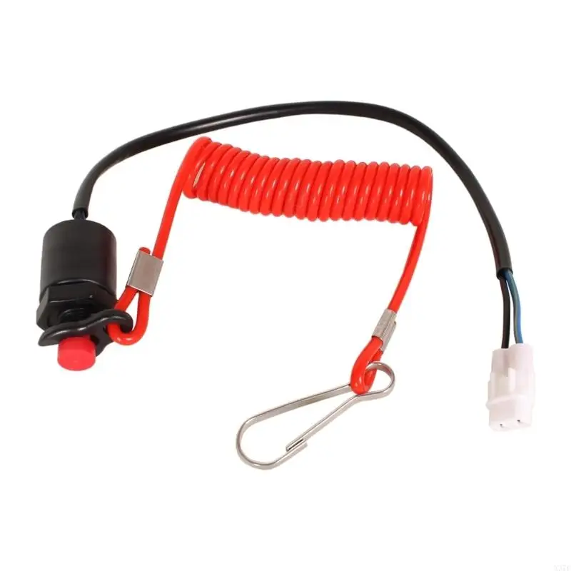 Spring Tether Assembly 37820-93J00 for Outboard Engine Control, Metal Clip, Plastic Housing and Harness Terminal End X37F